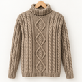 Le Chameau Cable Knit Roll Neck Jumper Size 3 Taupe