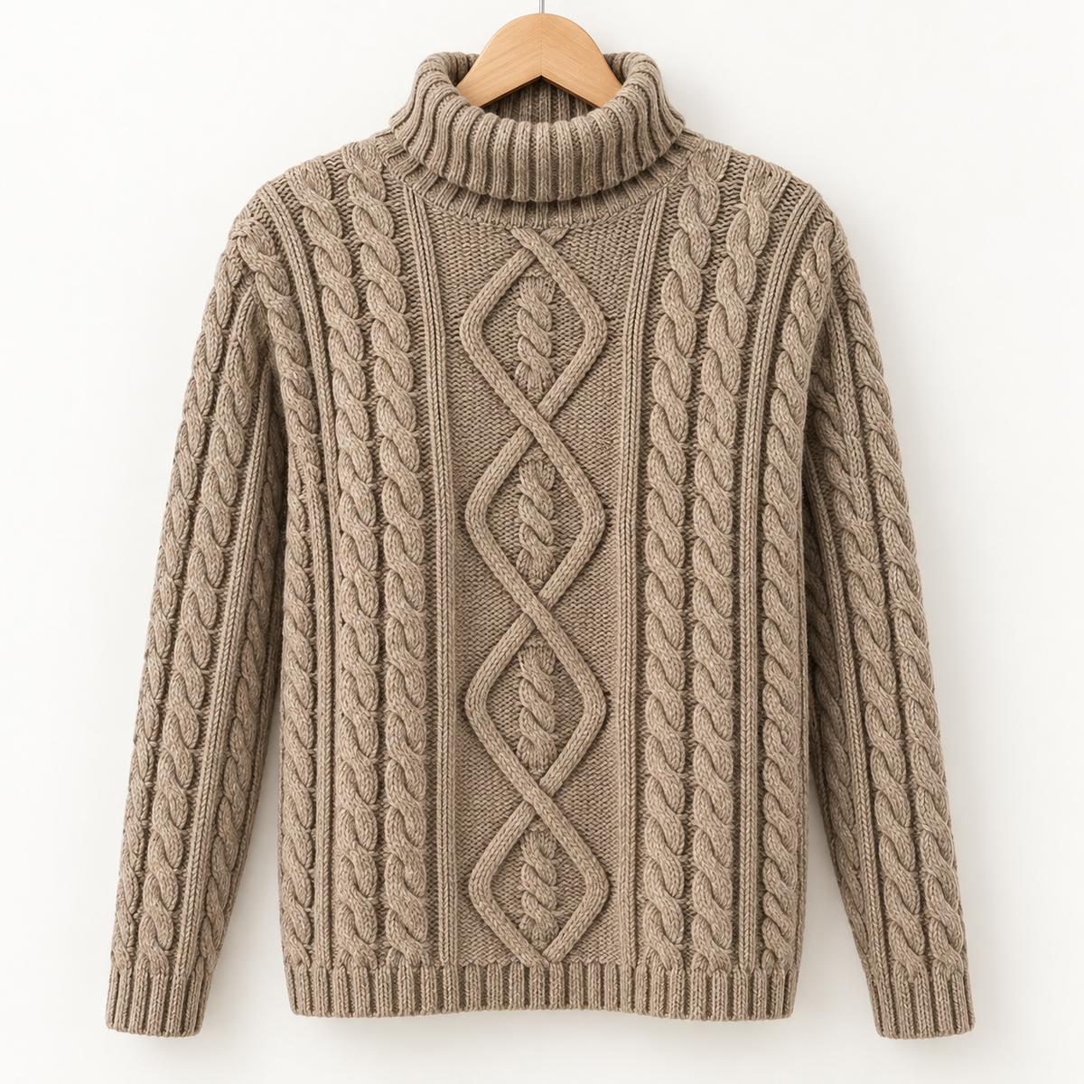 Le Chameau Cable Knit Roll Neck Jumper Size 3 Taupe